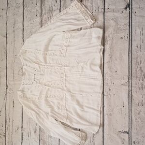 Solitaire White Lace Boho Peasant Top Blouse 3X